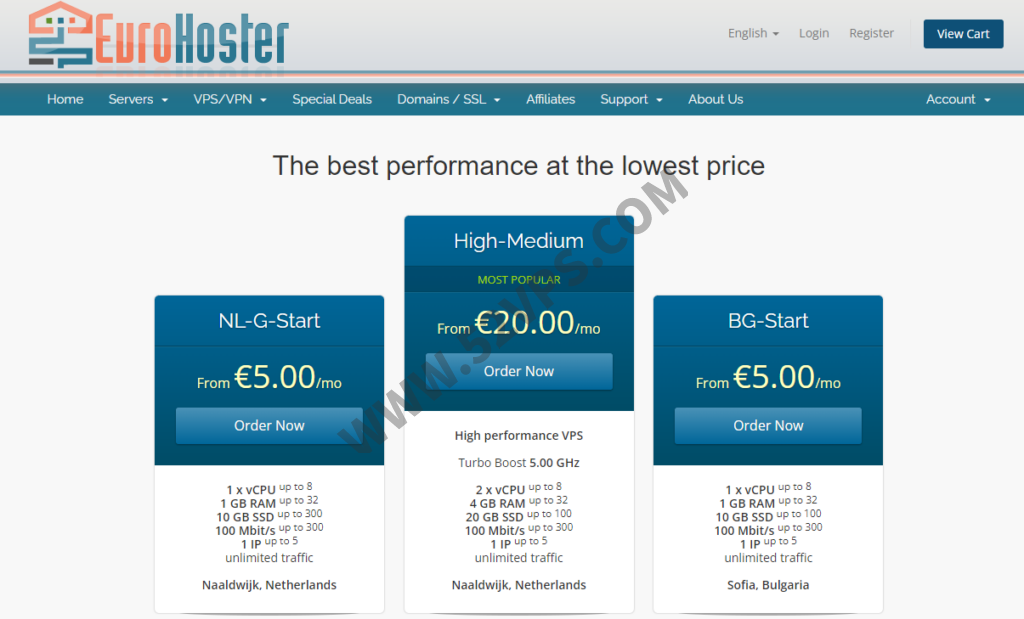 EuroHoster：保加利亚VPS/荷兰VPS，100Mbps不限流量，每月3.5欧元起