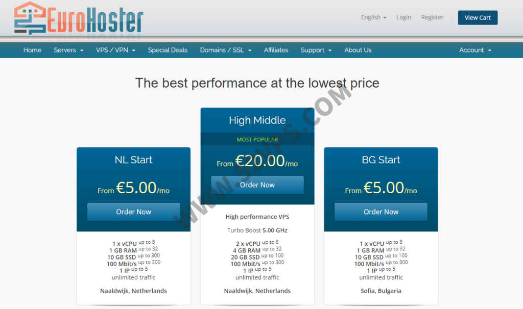 EuroHoster：荷兰大硬盘VPS,不限流量/大容量/1核/1GB内存/500GB HDD硬盘/每月10欧元
