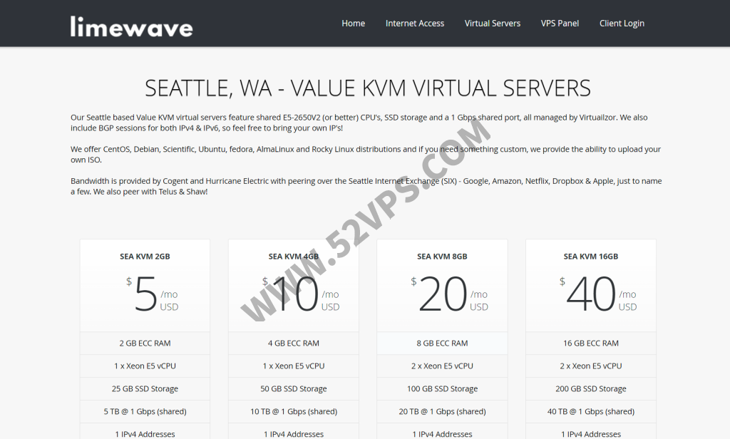 Limewave：美国VPS主机西雅图机房，AMD Ryzen 5950X、SSD硬盘、1G口带宽，黑五活动价年付起